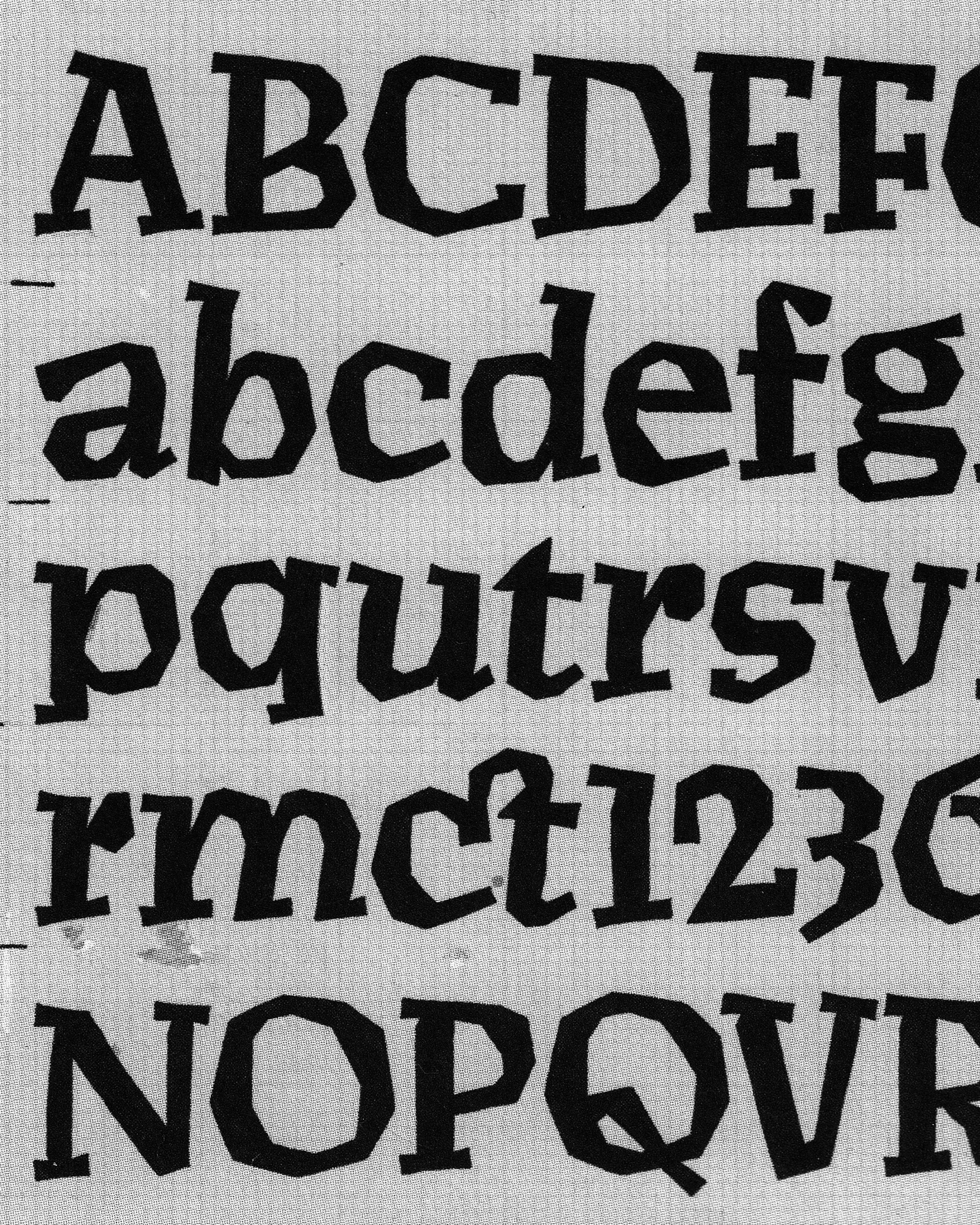 Vojtěch Preissig, serif type design, 1913, New York. The brutalist quality of the broken curves is a distinctive feature that Preissig masterfully incorporated into his Antikva.
