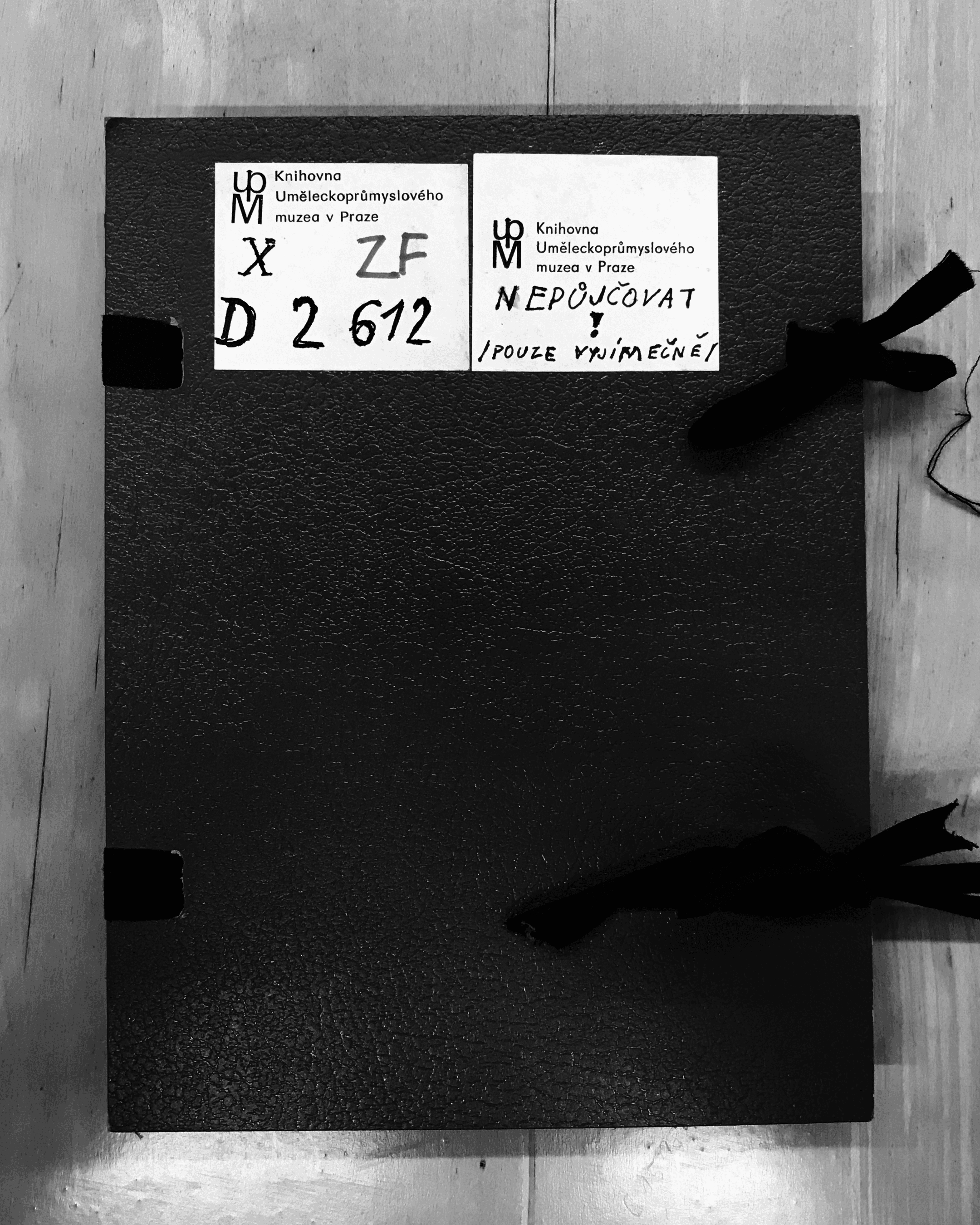 This copy is carefully preserved in the Library of the Museum of Decorative Arts in Prague. A label on the cover bears the strict warning: “Do not lend! /Only in exceptional cases/.”