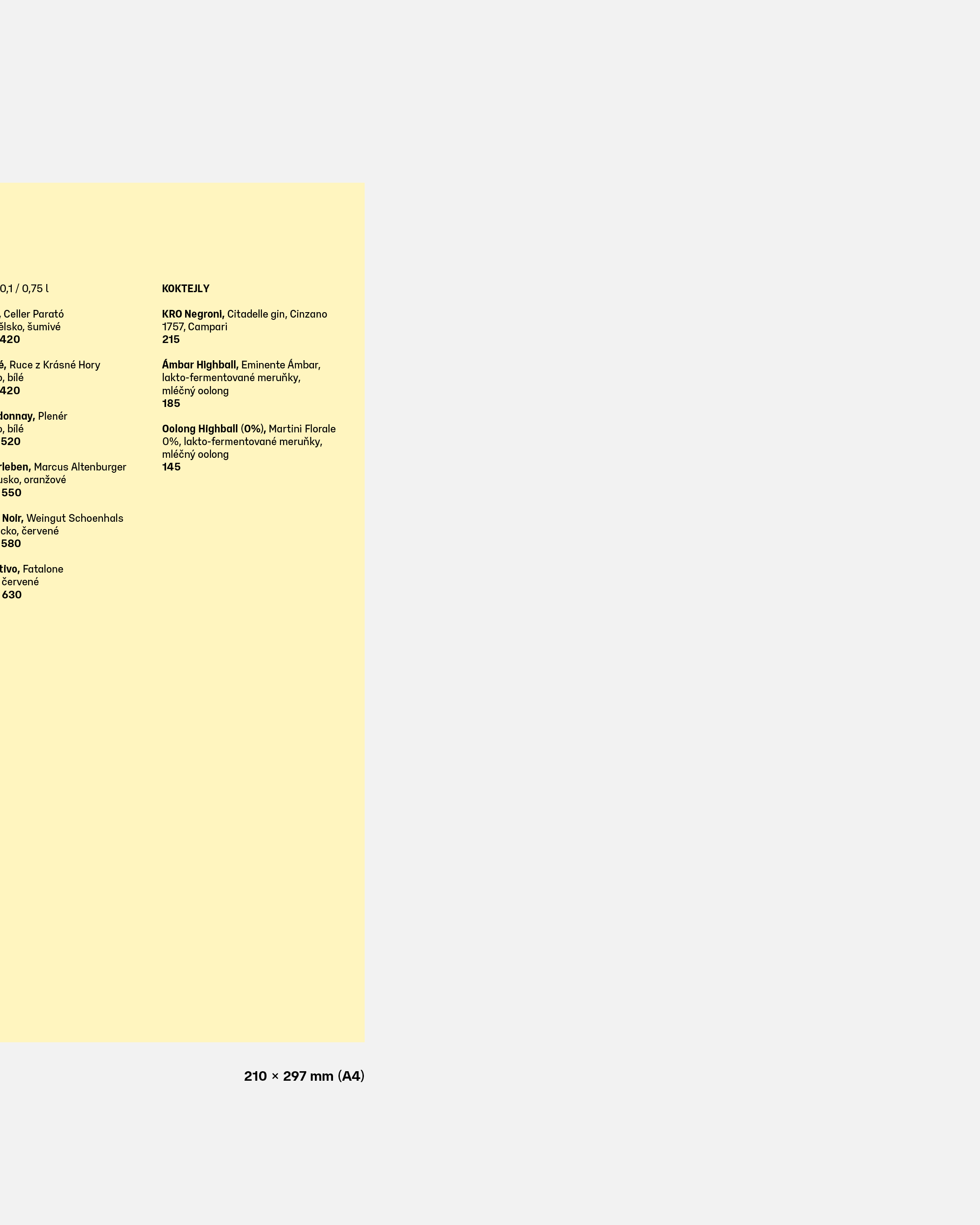 The tabletop menu is divided into categories distinguished by color and sheet size. To keep editing simple, the text is arranged in two- or three-column layouts and set flush left.